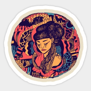 Retro Triad Circle of The Geisha Sticker